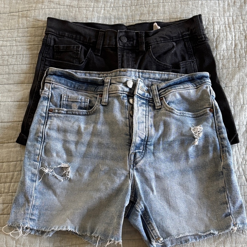Old Navy Black and Light Blue Denim Shorts Set